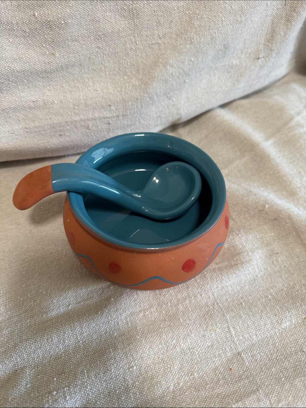 Vintage Himark Portugal Terracotta Salsa Bowl with Ladle